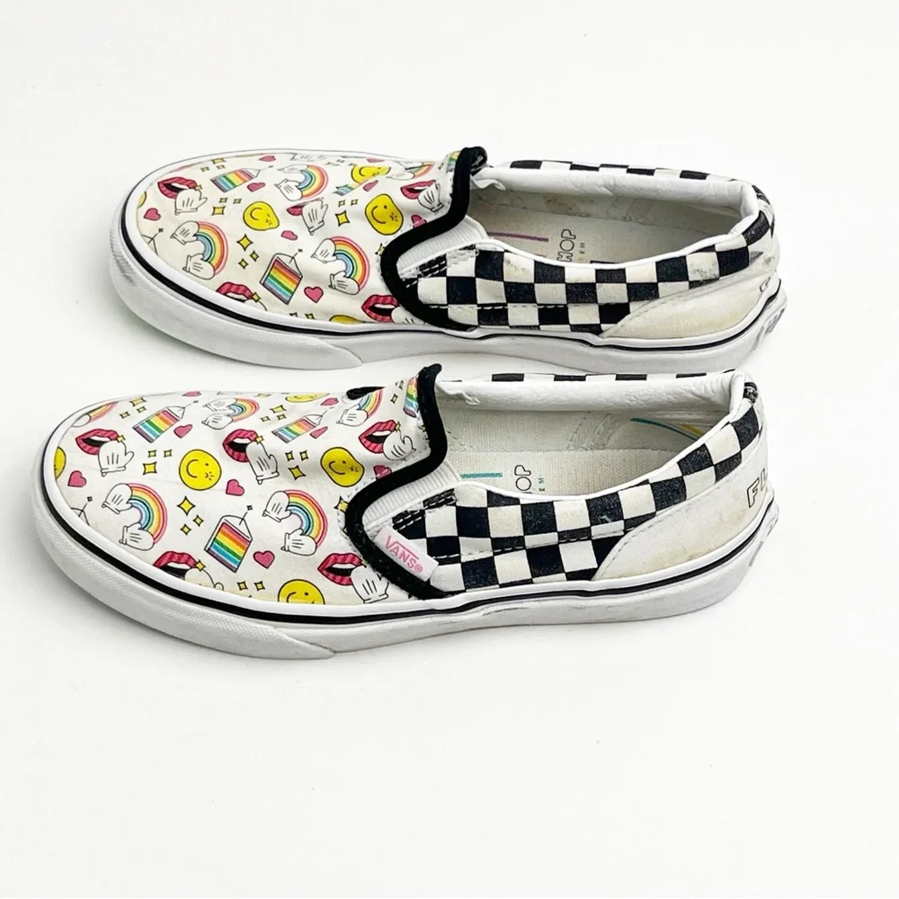VANS x FLOUR SHOP Classic Slip On Graphic Top Checkered Heel Shoes, Size 3